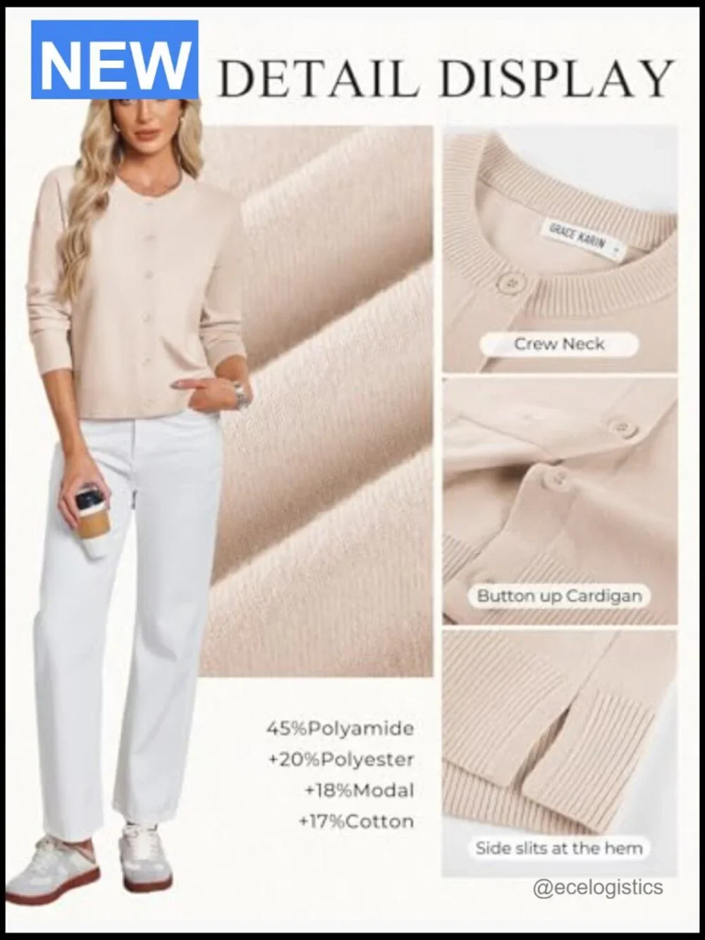 Cropped Cardigan Sweaters for Women, Cotton Button up Sweater, Oversized Knit